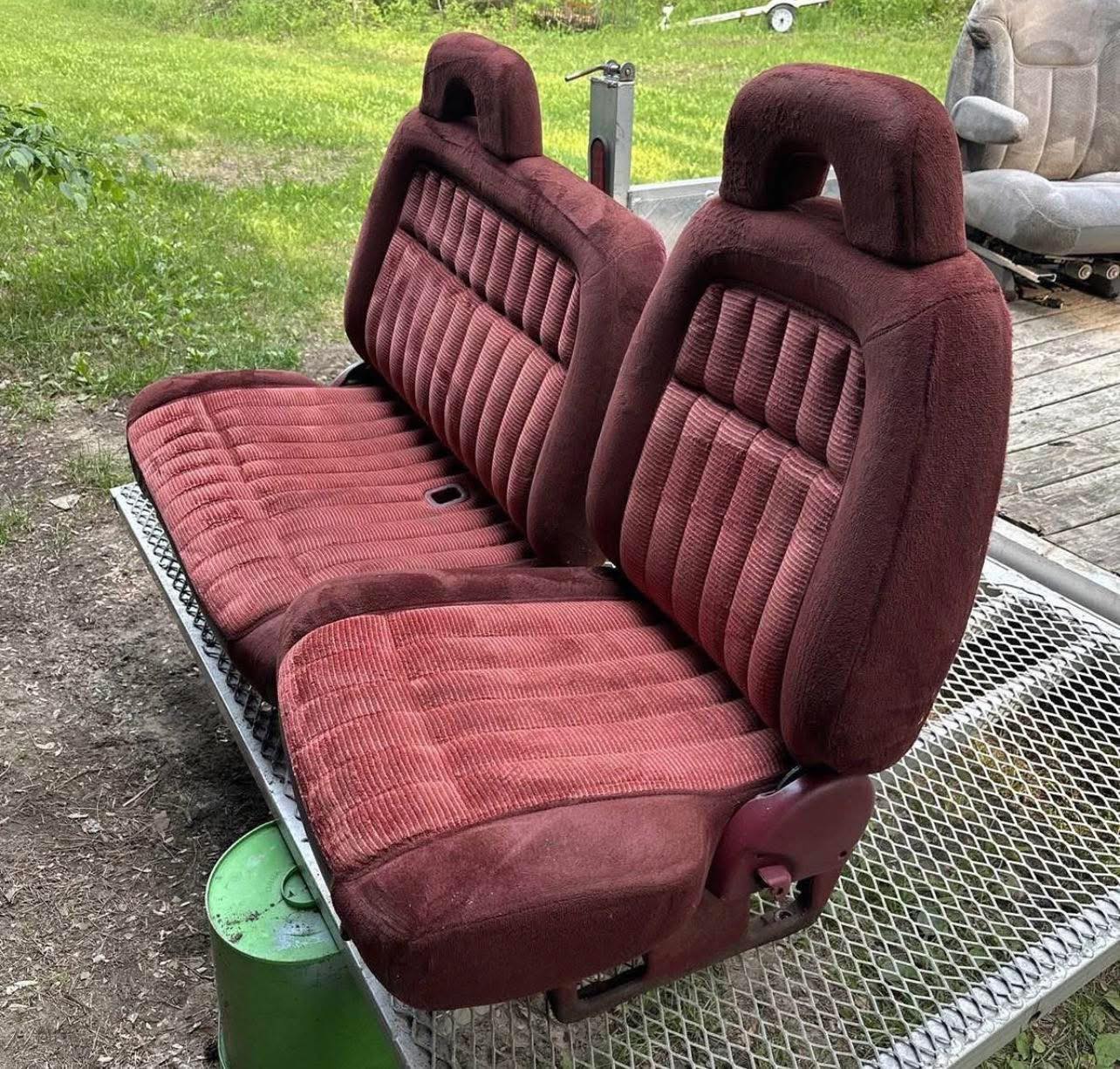 Performance OEM Red/Burgundy Cloth 60/40 Split Bench Seat (88-94 Extended Cab Chevy/GMC)