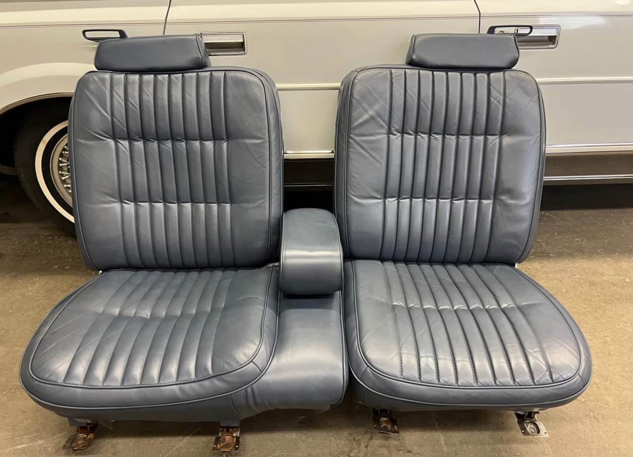 Vintage Light Gray/Blue Leather Power Seats (80-84 Cadillac Coupe DeVille)