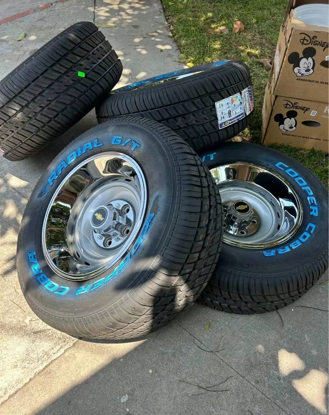 OEM Chevy/GMC Rally Wheels (Set of 4) w/ Cooper Cobra Radial GT Tires